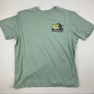 Caribbean Tshirt Mens Medium Green Short Sleeve Crew Neck
